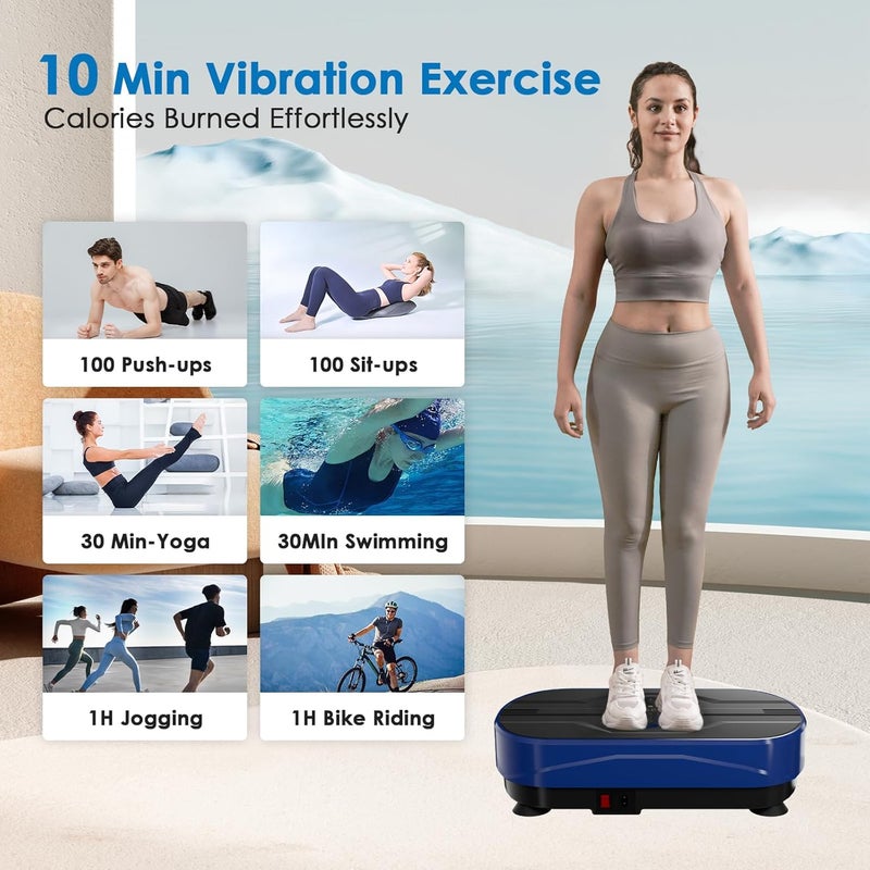 Natini Vibration Plate Exercise Machine - Whole Body Workout Vibration Platform Lymphatic Drainage Machine for Weight Loss Home Fitness with Resistance Bands Remote - Image 4